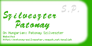 szilveszter patonay business card